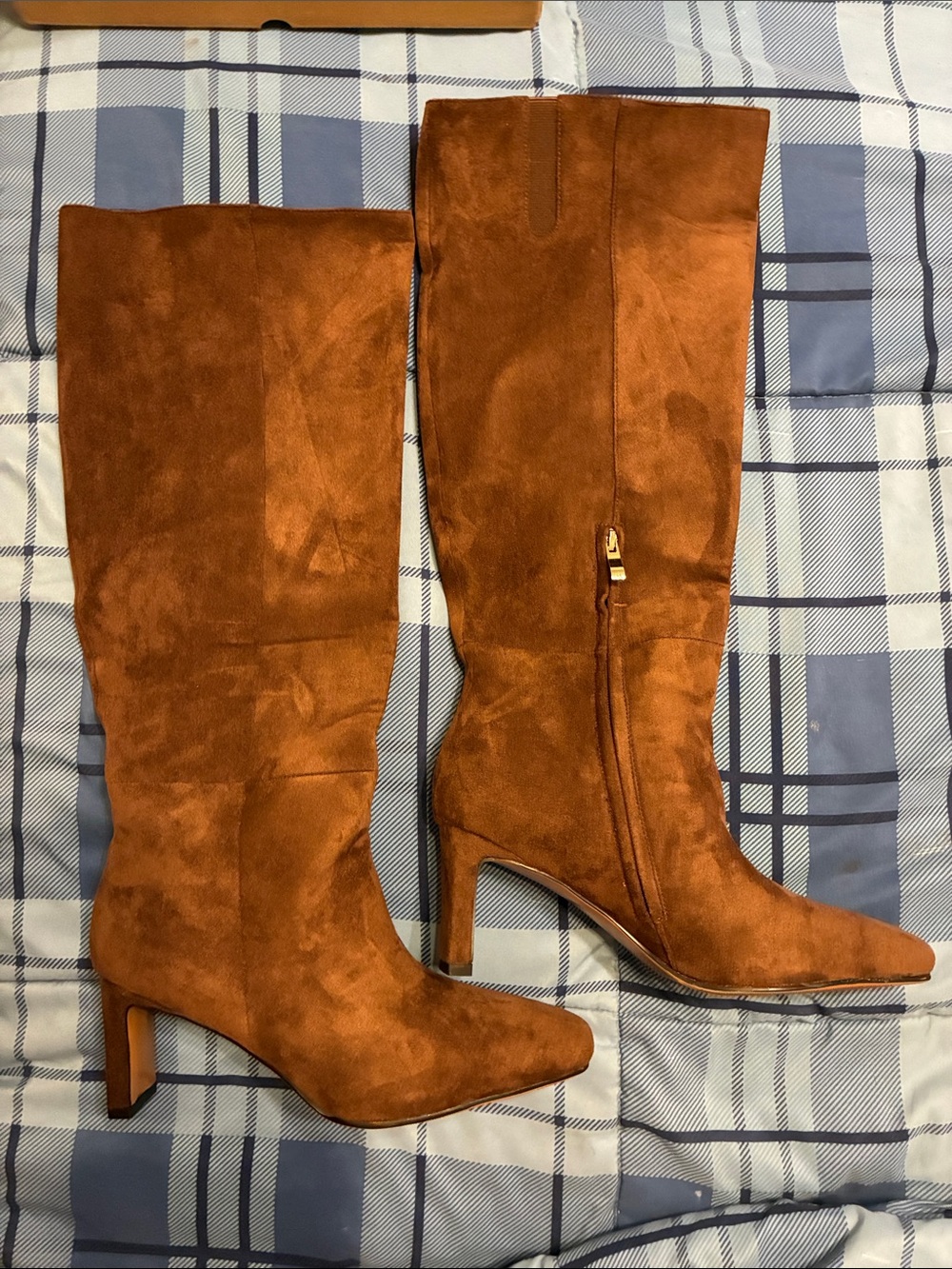 NEW Never Worn Women's Tall Suede Block Heel Boots - Brown Size 9